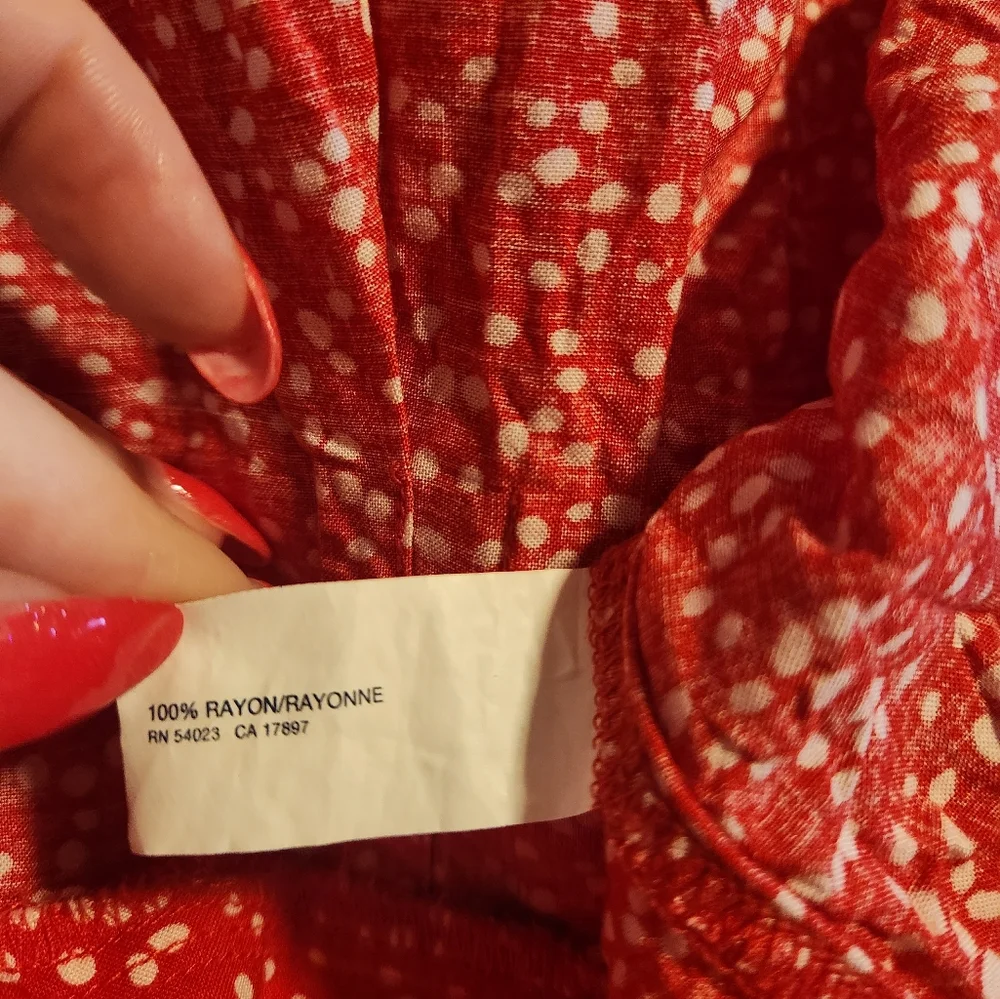 Bright Red With White Polka Dot Elastic Waist Mini Skirt Gap Factory Large L EUC